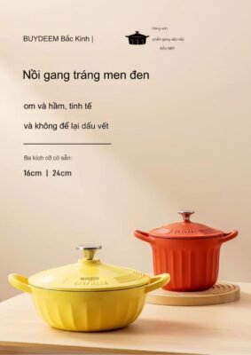 Nồi hầm gang mini màu vàng